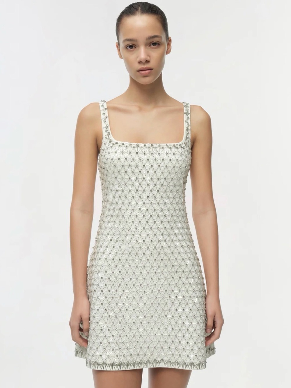 Ziva Embellished Mini Dress, SIMKHAI, White, Size 4